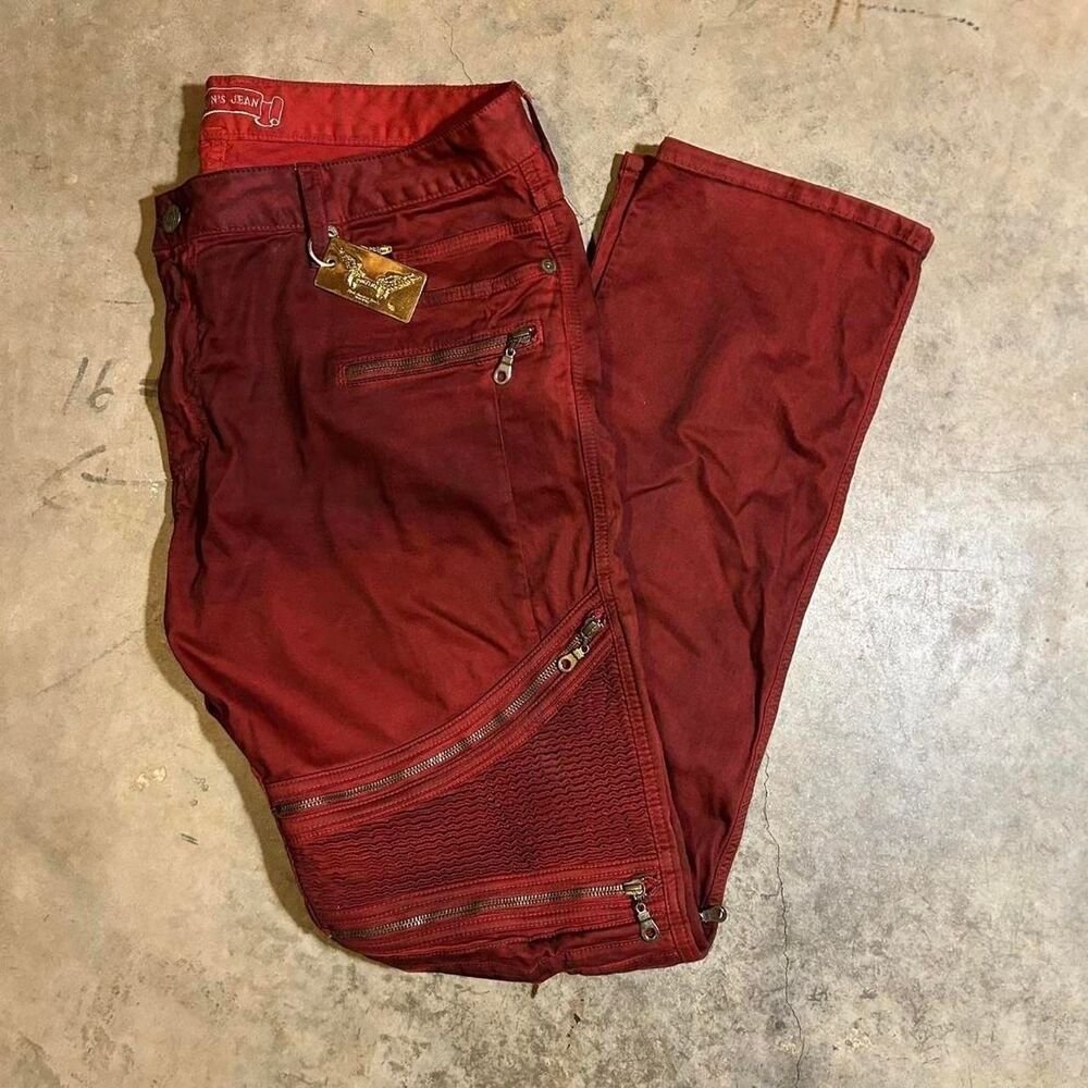 Unbranded Men's Burgundy and Red Jeans
